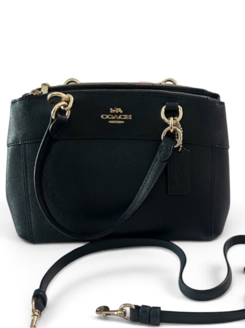 EUC Coach Black Leather Mini Brooke Carryall Satchel Crossbody Gold Tone HW